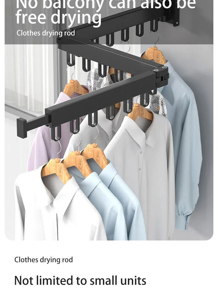 Wall-Mounted Foldable Aluminum Clothes Drying Rack.