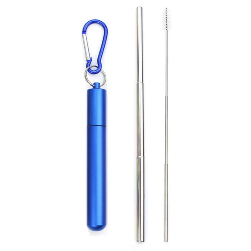 Reusable Stainless Steel Telescopic Straws With Cleaning Brush And Travel Case.