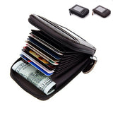 RFID unisex genuine leather business card holder or bank card holder. Secured closer with a zipper.