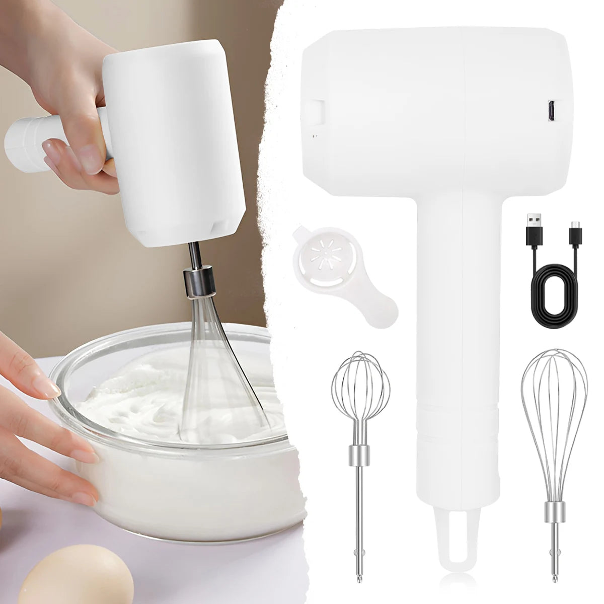 1Pcs Electric Portable 3-speed Whisk