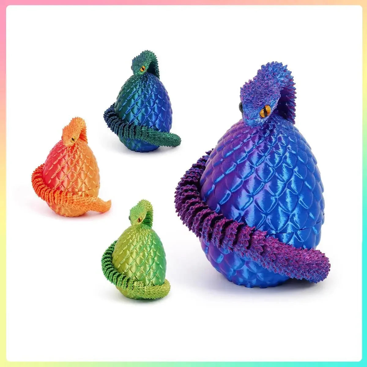 3D Printing Moveable Rotating Action Figure Snake Egg For Stress Relief