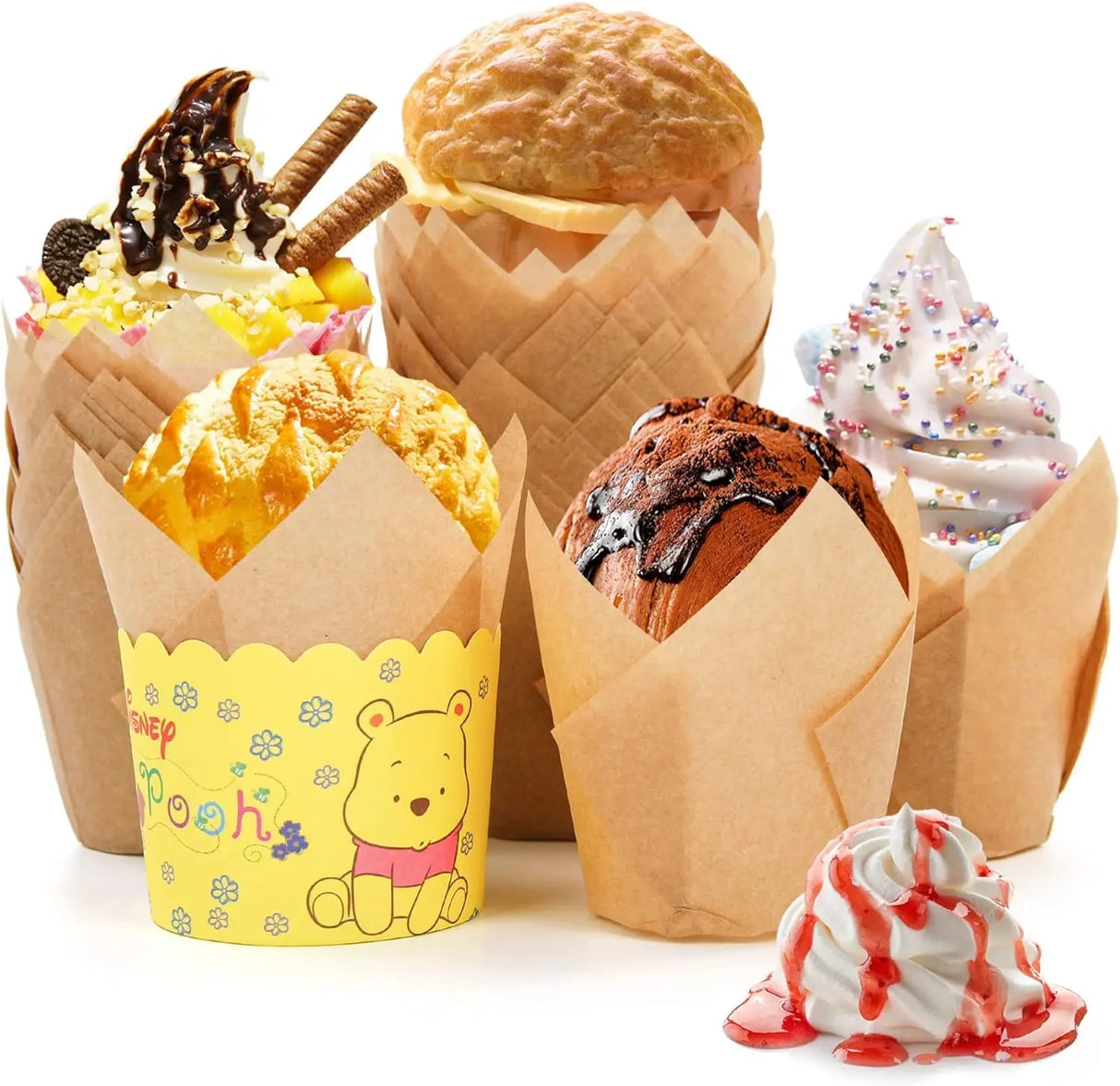 100pcs Oilproof Tulip Muffin Cupcake Liners