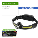 1000 Lumens Led  Built in Battery Head Lamp With Modes XPG+COB Sensor.