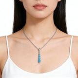 Opal Pendant 14K White Gold Plated Necklace