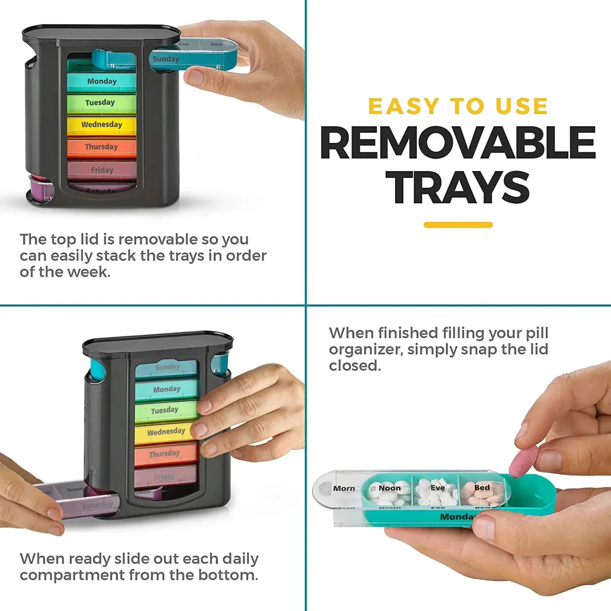 7 Days/28 Grid Weekly Medicine Or Medical Pill Organizer