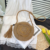 Women's Crossbody Straw Bag With Tassel