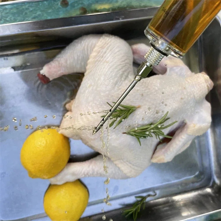 Meat Syringe With 3 Marinade Injector Needles For Chicken Or Turkeys