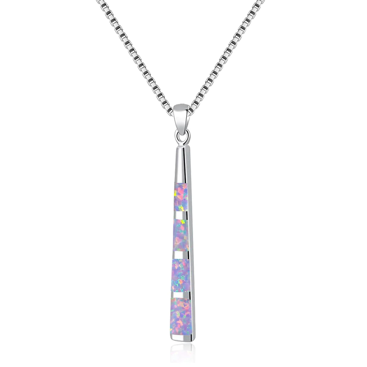 Opal Pendant 14K White Gold Plated Necklace