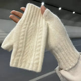 Women Or Men's Half Finger Soft Warm Wool Gloves