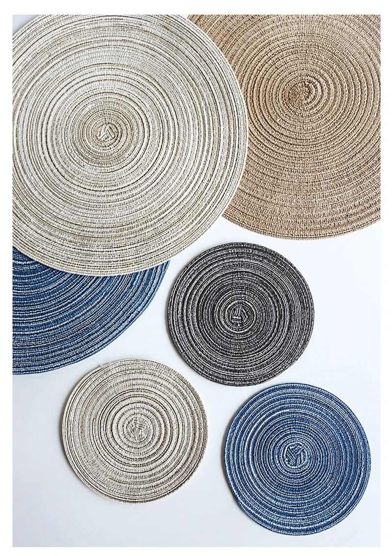 6pcs Round Woven Anti Slip Placemats Or Coasters