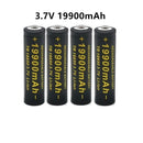 100% 18650  Rechargeable-Lithium Battery 3.7V 19900 Mah for Flashlight +201 charger