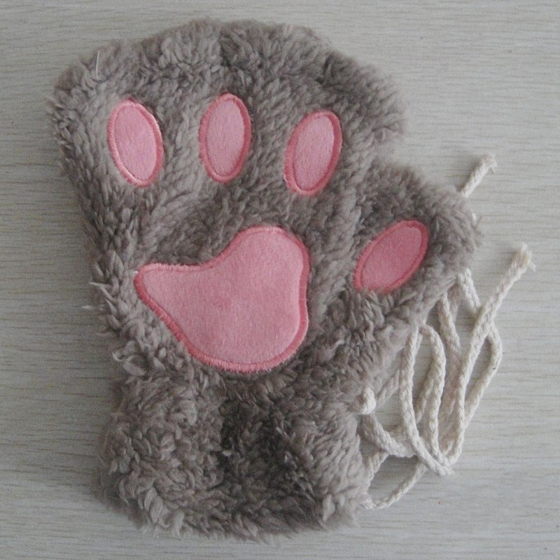 Winter Faux Fur Plush Warm Half Finger Mittens/Gloves.