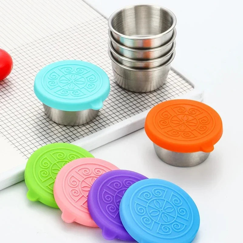 6 Pcs Set Leakproof Stainless Steel Containers With Silicone Stretch Lids