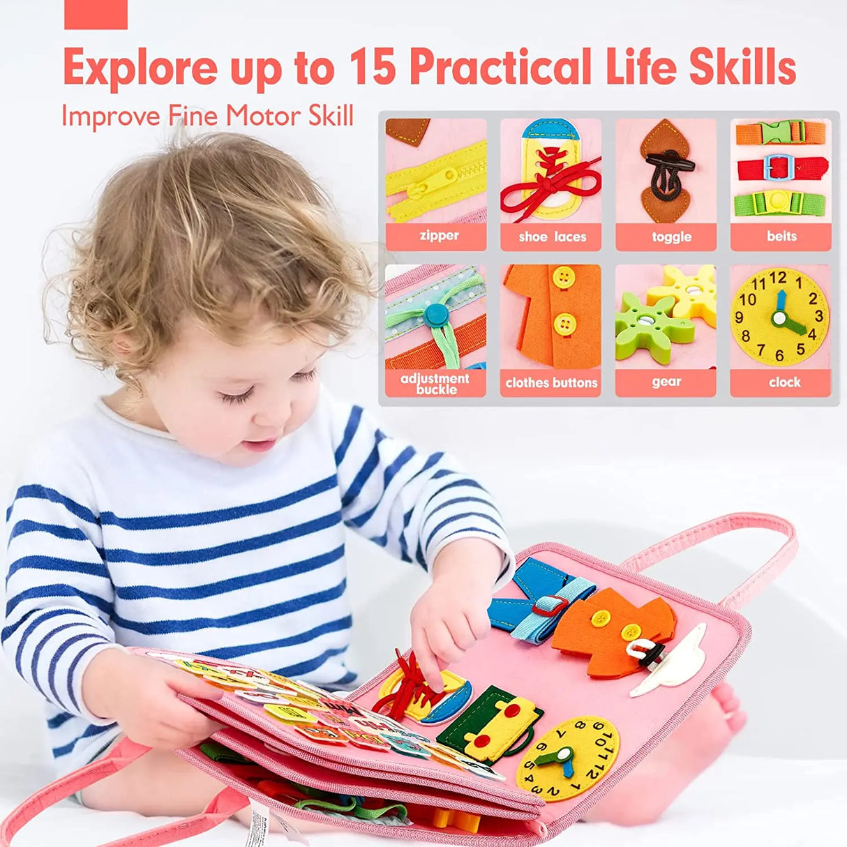 Montessori Toddler Busy Board For Educational Activity Motor Skills