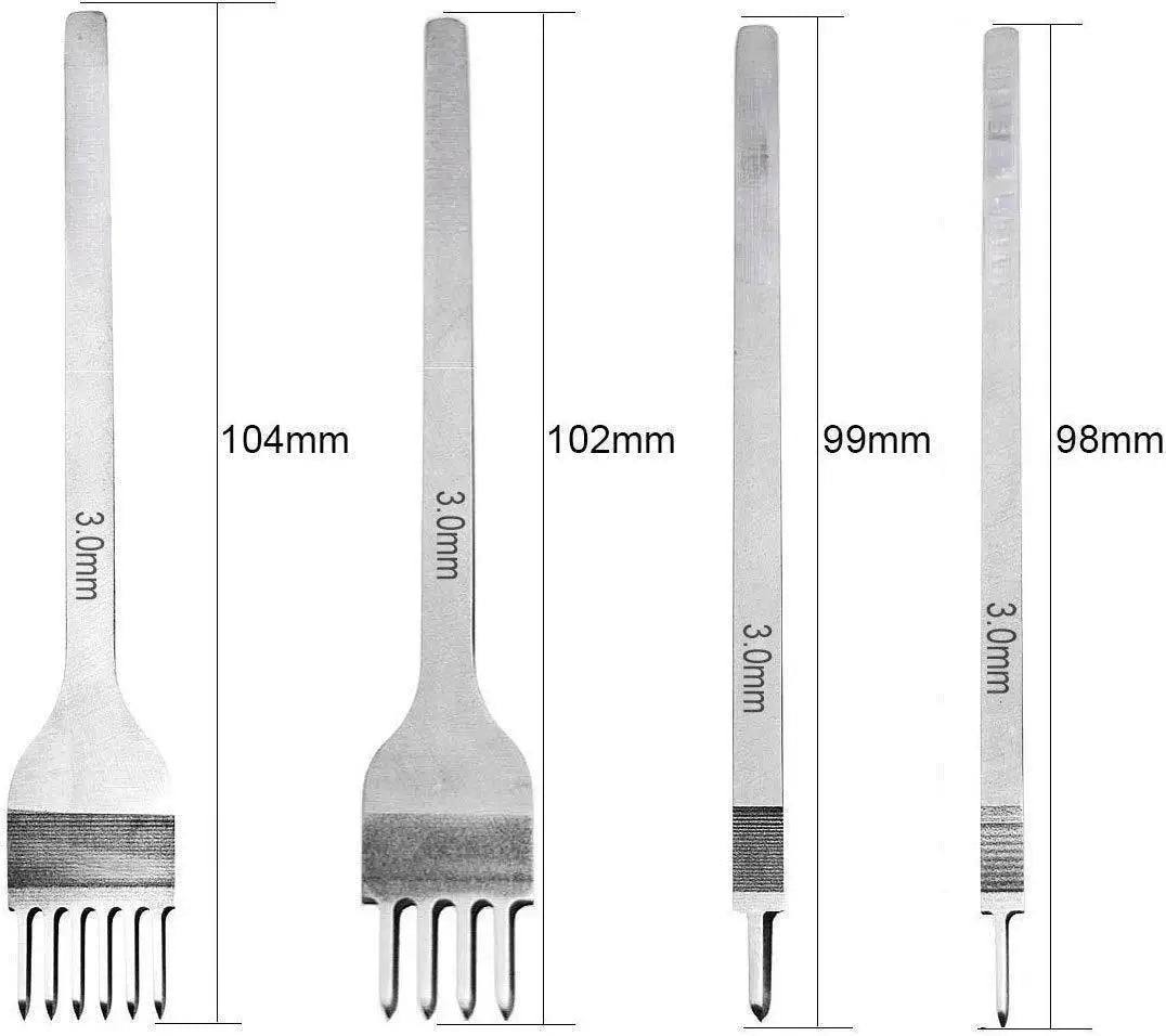 White Steel 3/4/5/6mm 1/2/4/6 Chisel Set For Leather Lacing Crafts