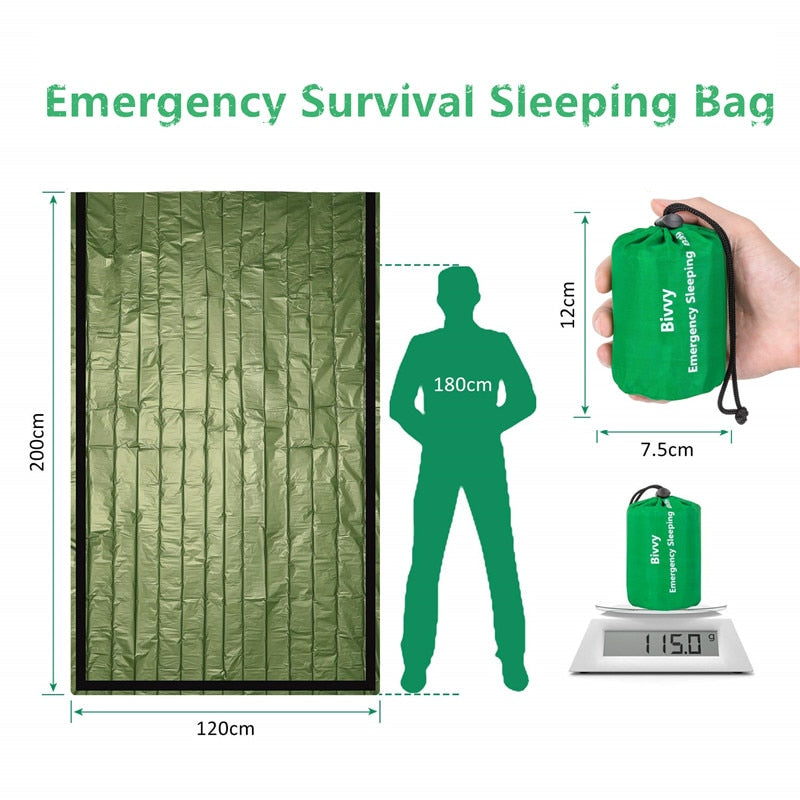 Waterproof Lightweight Thermal Emergency Sleeping Bag. Great for camping and light for hiking.