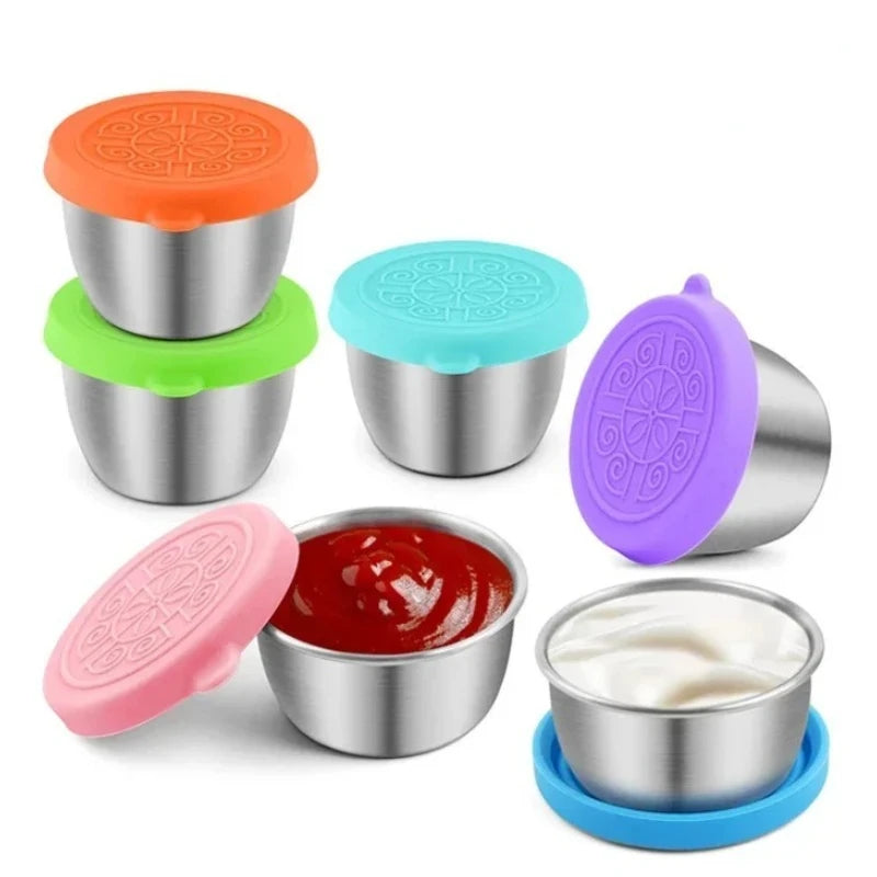 6 Pcs Set Leakproof Stainless Steel Containers With Silicone Stretch Lids