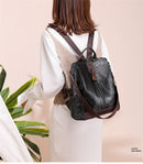 Ladies Anti-Theft Leather Backpack.