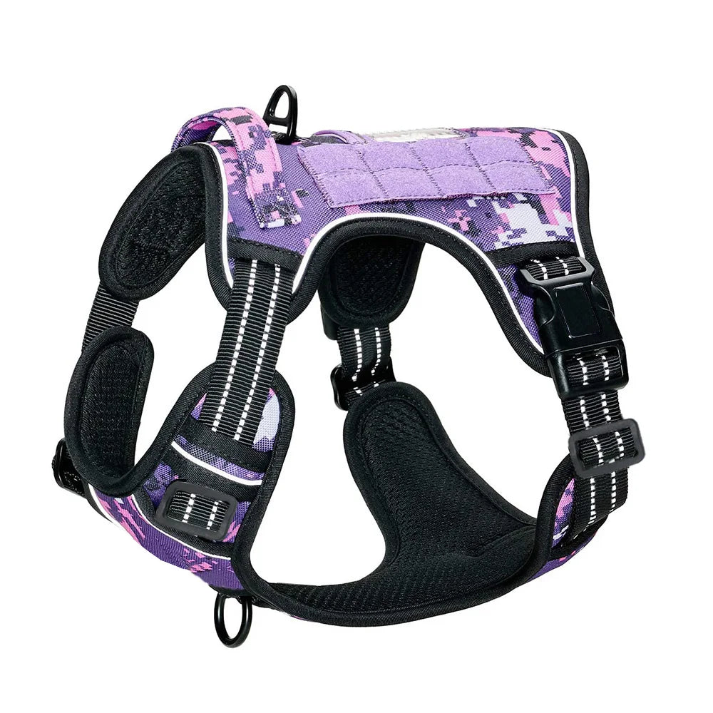 Durable Military-Style Vest with Reflective Straps & Secure Control Handle Dog Harness