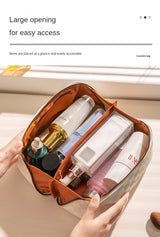 Travel Organizer Leather Bag With Storage Pouch.