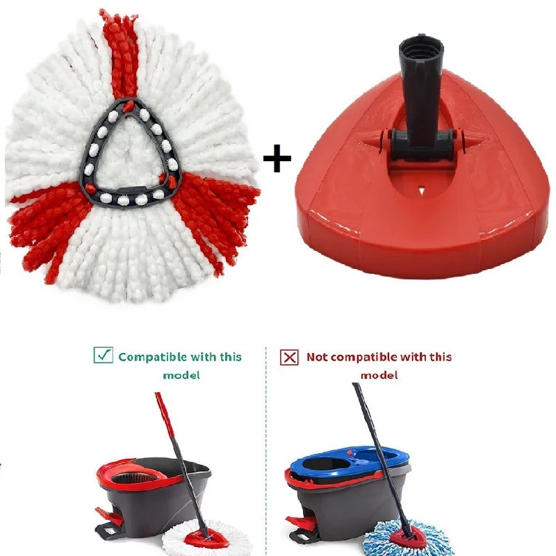 1 SET Triangular Spin Mop Base Head with Replacement Microfiber Pad