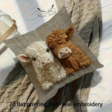 1pc 2D flat Highland cow pillowcase Pillow Not Included