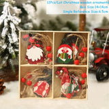 4-12pcs Wooden Christmas Tree Pendants Ornaments