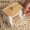 1pc7 Oz Cotton Swab Holder With Wooden Lid