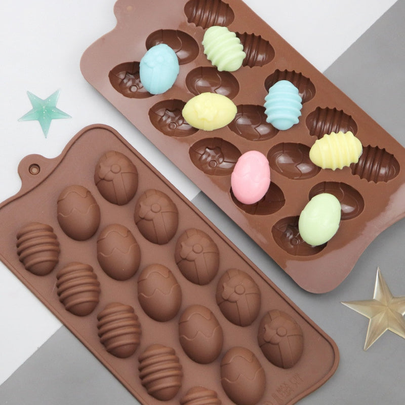 Easter Eggs Chocolate Silicone Mold.  Makes 15 Easter Eggs.