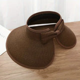 Women's Foldable Ponytail Straw Travel Sun Hat