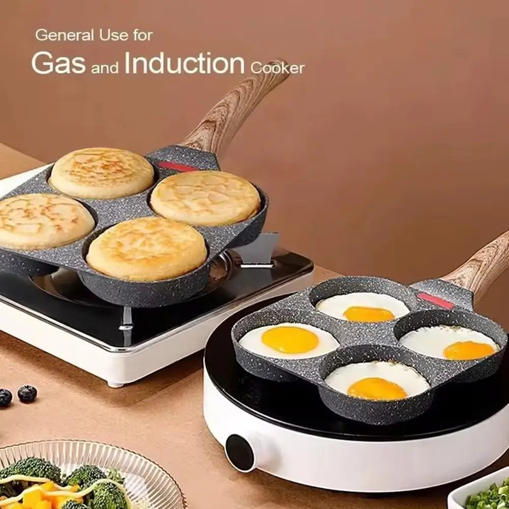 1pc Four-hole Aluminum Non-Stick Omelette/Egg Pan