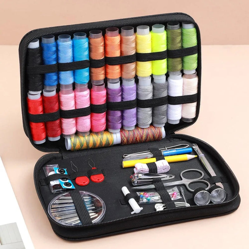 Complete Sewing Kit Set with Thread, Needles, Scissors And Measuring Tape.  Great For Home Or Travel.