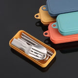 Stainless Steel Folding Spoon Fork Set With Case