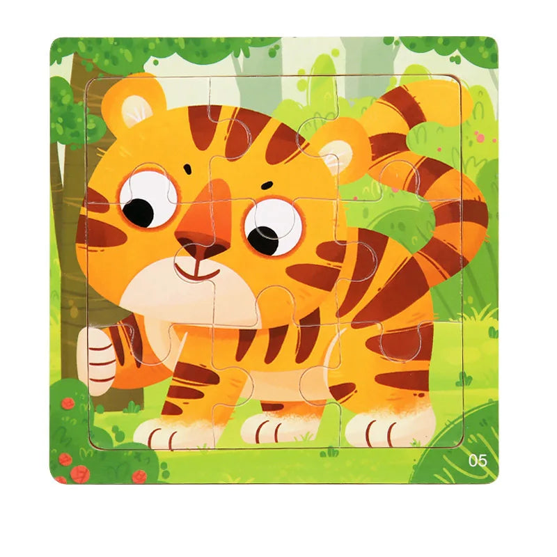 11x11cm Wooden 3d Cartoon Puzzle