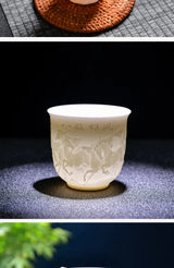 Chinese Three-dimensional White Porcelain Tea Cup