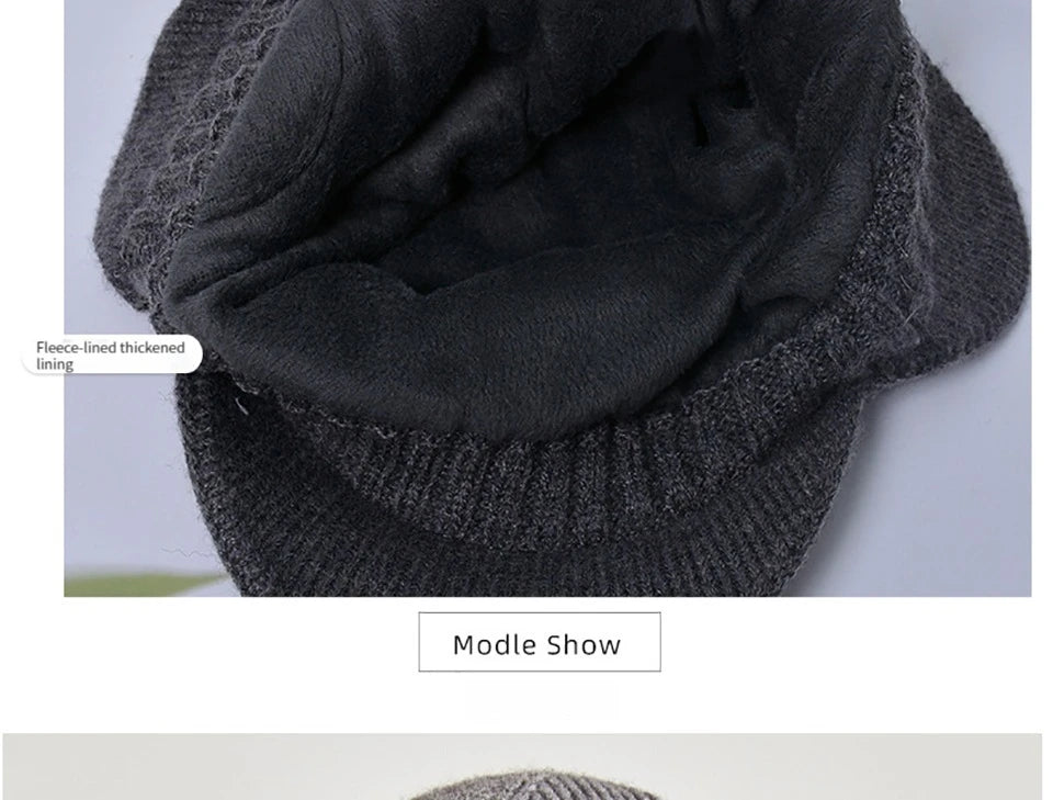 Men Or Women's Knitted Neck Scarf And Hat With Extra Ear Protection