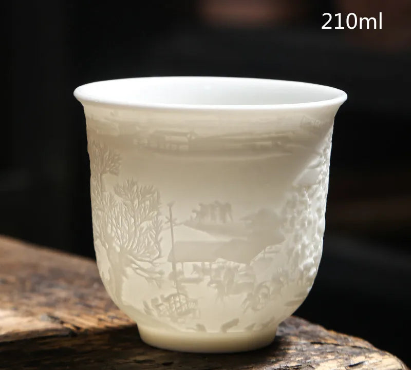 Chinese Three-dimensional White Porcelain Tea Cup