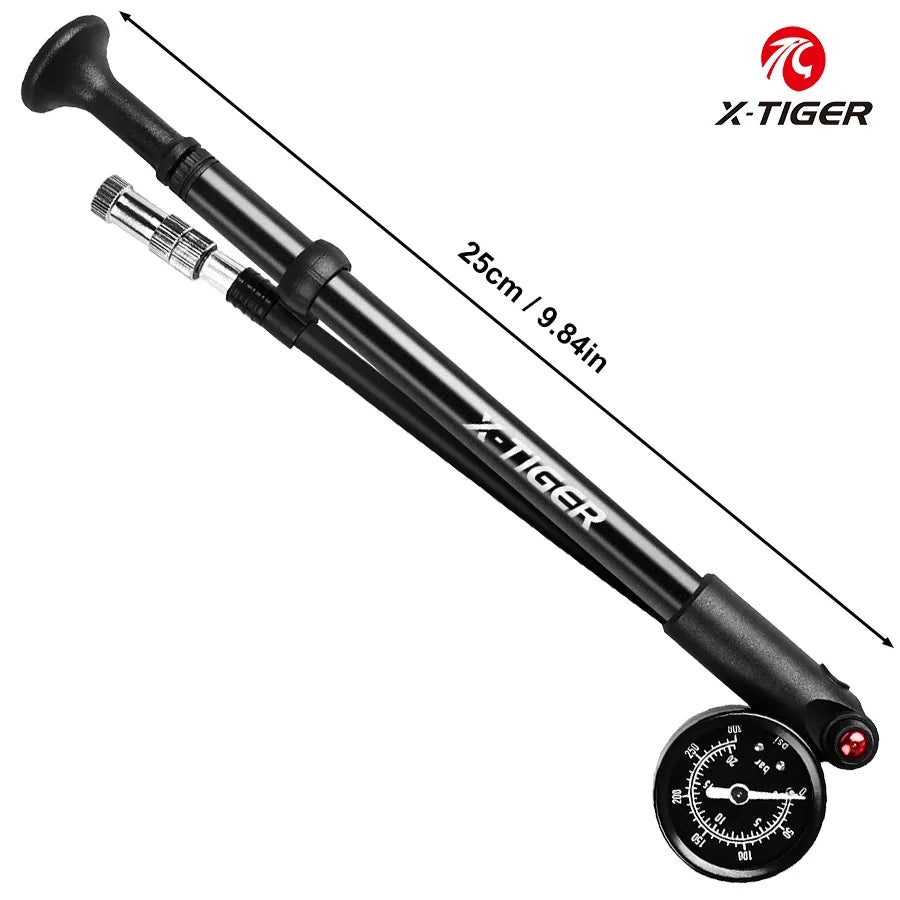X-TIGER 25cm Portable High-pressure 300psi Bike Air Pump with Gauge