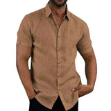 Men's Casual Short Sleeved Cotton Linen Shirts