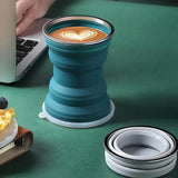 Silicone Foldable, Heat Resistant Travel Mug with Lid Lanyard.