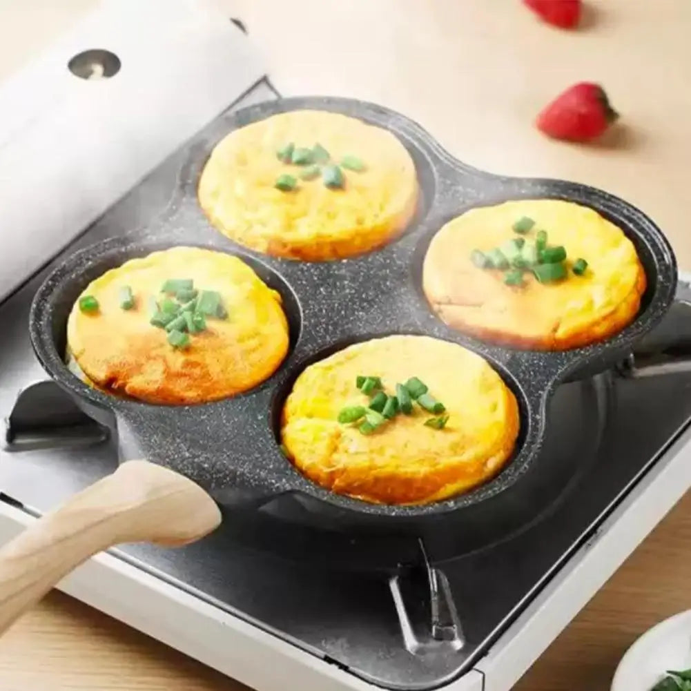 1pc Four-hole Aluminum Non-Stick Omelette/Egg Pan