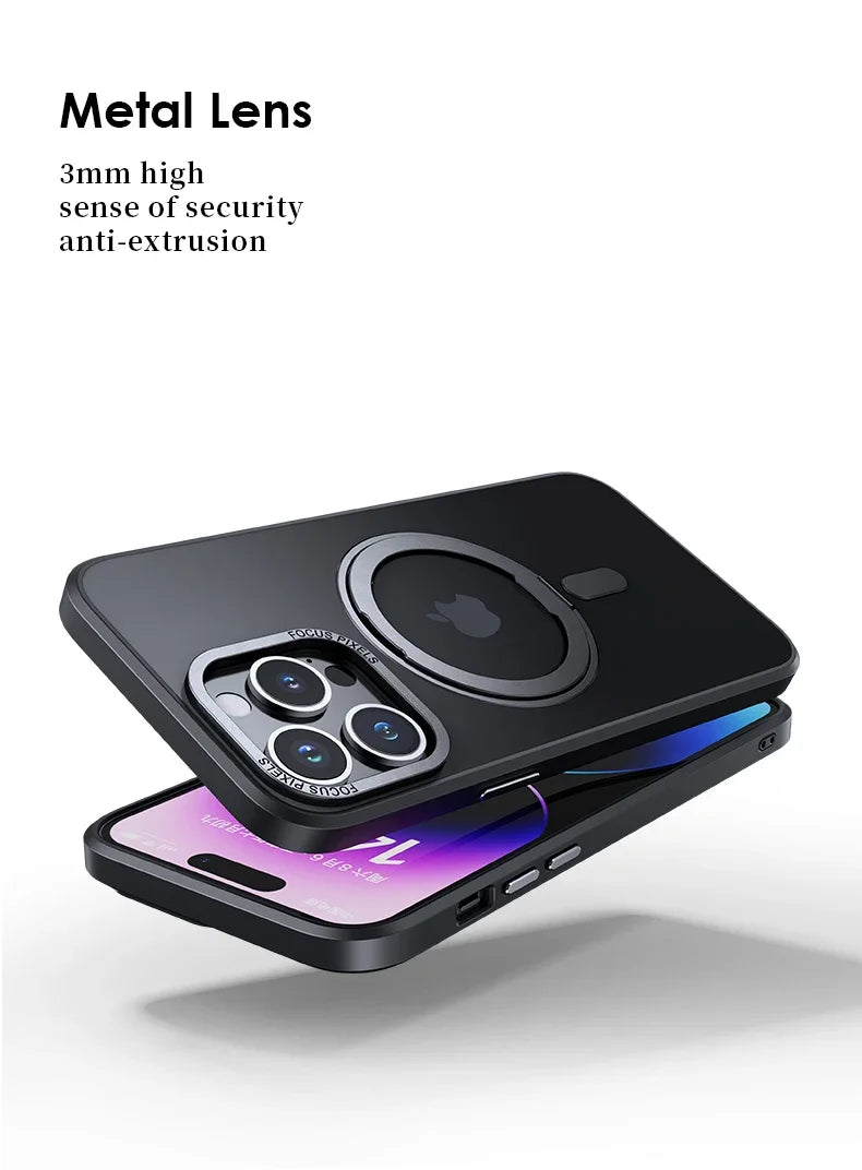 Magnetic 360°Rotation Stand Phone Case For Iphone 12 13 14 15 16 17 Pro Max Plus With Ring Holder
