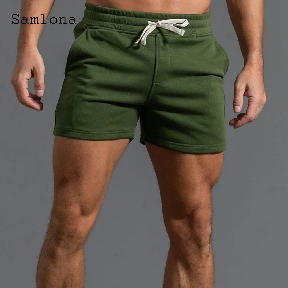 Men's Leisure Shorts With Lace Up And Pockets