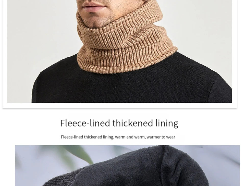 Men Or Women's Knitted Neck Scarf And Hat With Extra Ear Protection