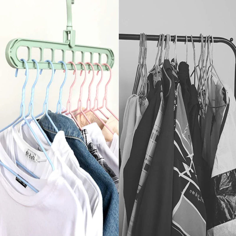 5pcs 9-hole wardrobe space-saving multifunctional storage rack