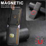 Leather Magnetic Wallet With Card Holder For iPhone 16 Pro Max 15 14 13 12 11