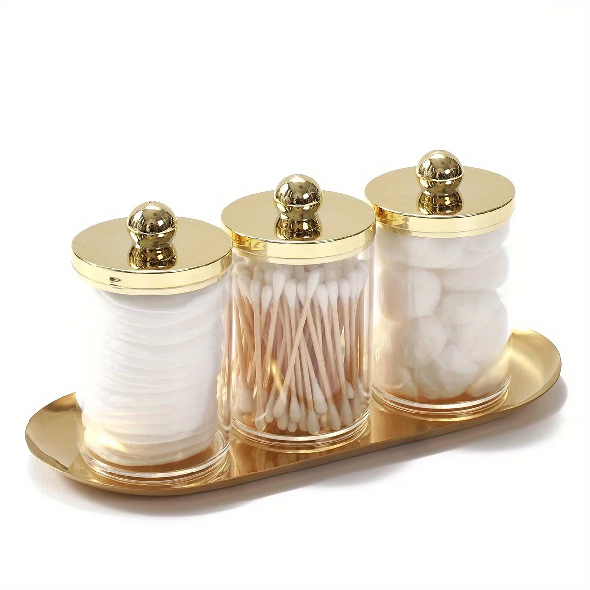 2/3pcs Acrylic Bathroom Canister Sets With Vanity Tray
