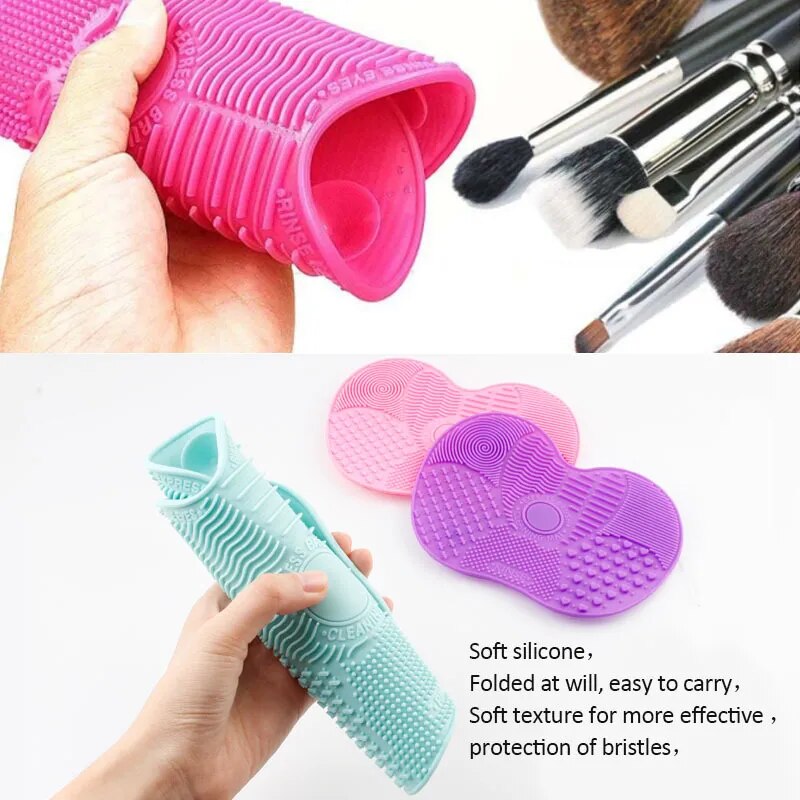 Silicone Pad with Suction Cups For Cleaning Makeup Brushes.