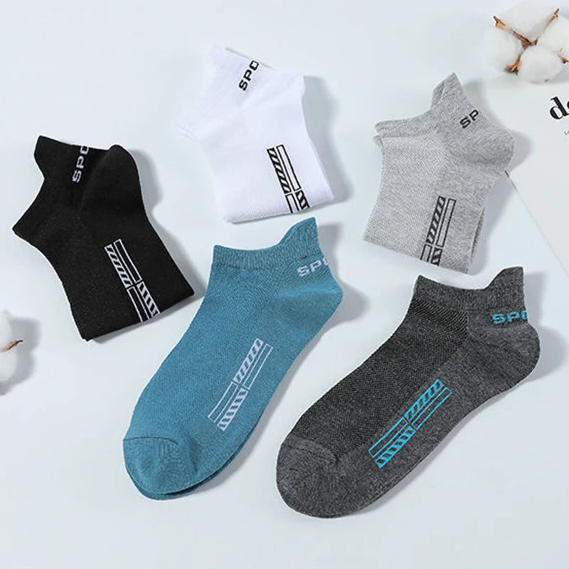10 Pairs Cotton Breathable Mesh Sports Ankle High Socks For Men And Women
