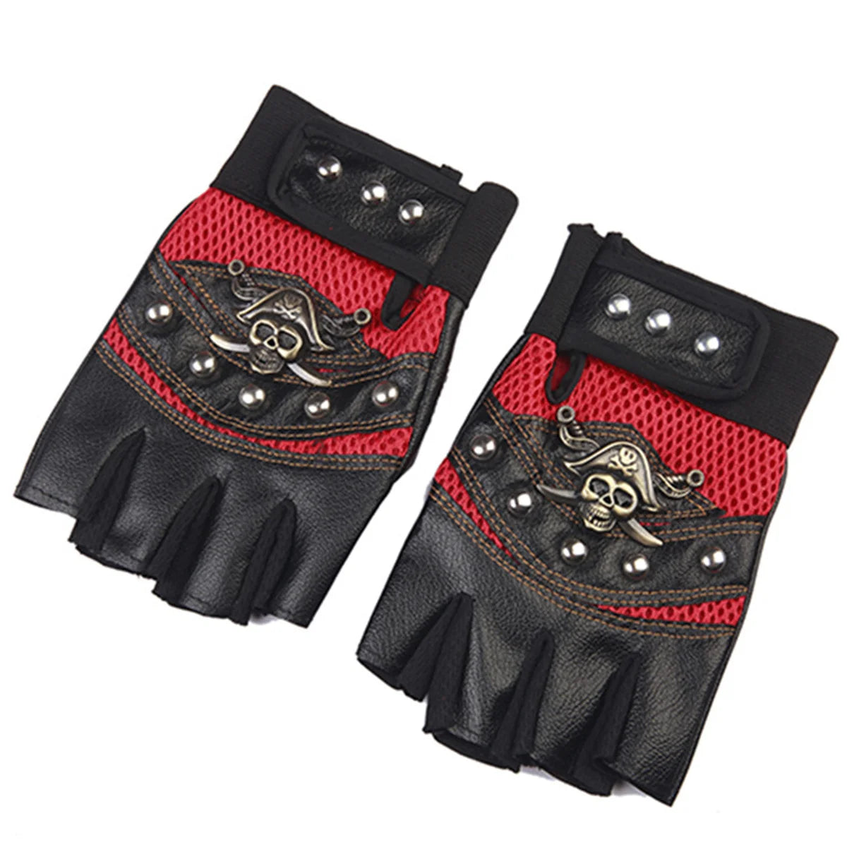 men and women's PU leather fingerless gloves
